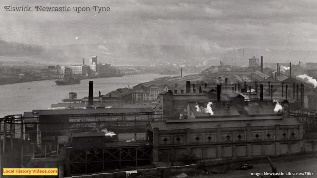 Old photo of the Gasworks, Leatherworks, and Shipyards of Elswick Newcastle upon Tyne England
