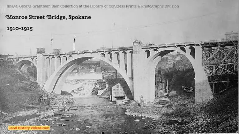 Old photo of the Monroe Street Bridge Spokane Washington