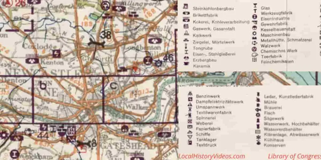 German World War II map of Tyneside 1941