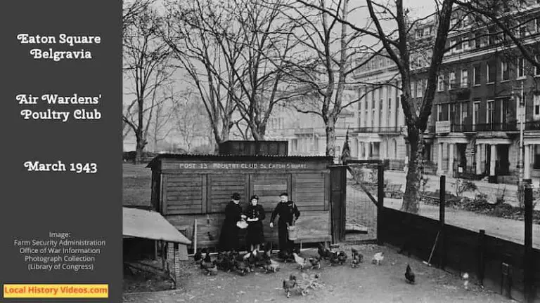 Old photo of the Air raid wardens wartime poultry club at Easton Square Belgravia London March 1943