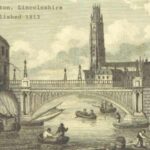 old picture of Boston Lincolnshire 1813 church and bridge