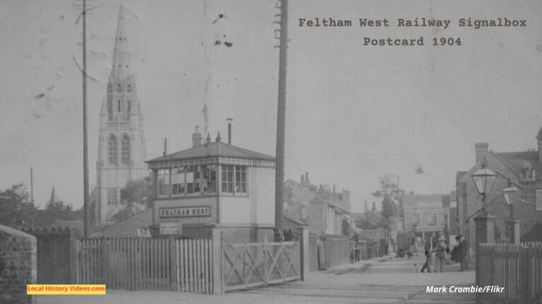 Feltham West Railway Signal box on Postcard from 1904