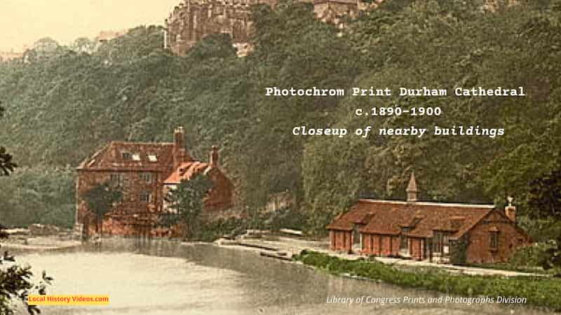 Buildings along the river at Durham England c1890-1900