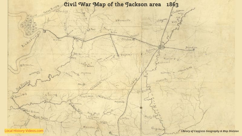 1863 map of Jackson Mississippii area