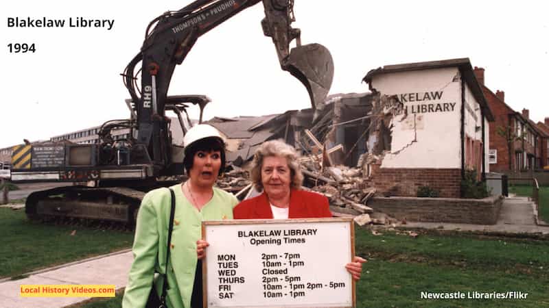 old photo of Blakelaw Library being demolished 1994