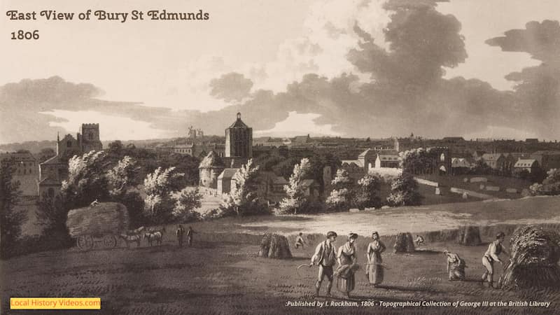 Old picture of the East View of Bury St Edmunds 1806
