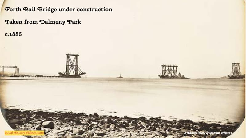 old photo of Forth Rail Bridge Fife from Dalmeny Park 1886