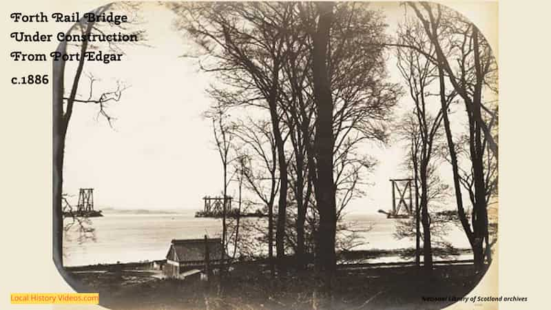 Old photo of the Forth Rail Bridge under construction