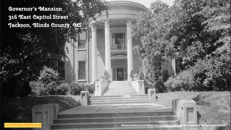 Old photo of Governor's Mansion, 316 East Capitol Street, Jackson, Hinds County, MS