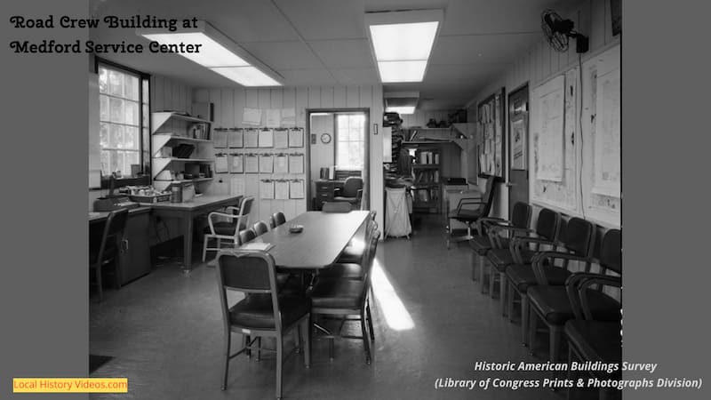 Old photo of the inside of the Road crew building Medford Service Center oregon