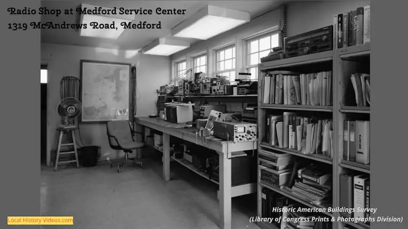 Old photo of inside the Radio Shop at Medford Service Center Oregon