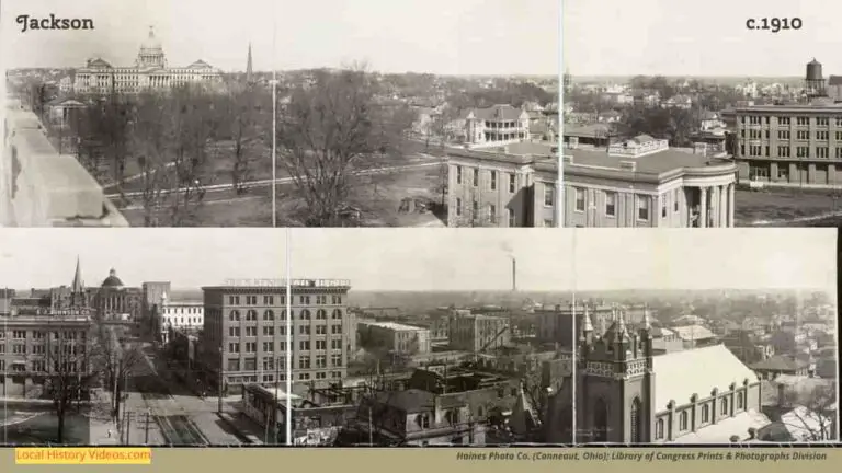 Closeup of old photo of Panorama Jackson Mississippi, taken about 1910