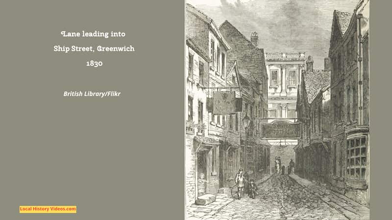 old image of a Lane leading into Ship Street Greenwich 1830