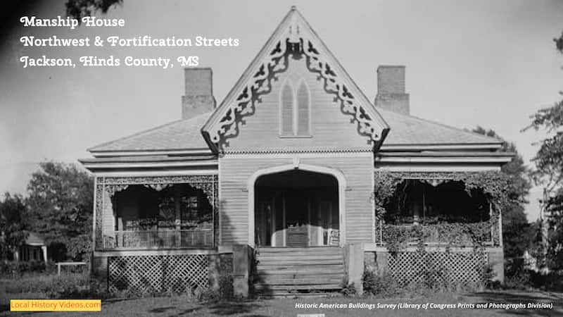 Old photo of Manship House, Northwest & Fortification Streets, Jackson, Hinds County, MS