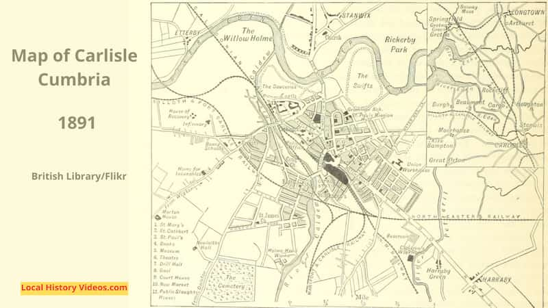 Old Map of Carlisle Cumbria England 1891