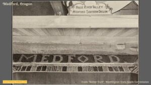 old photo of a Medford fruit display