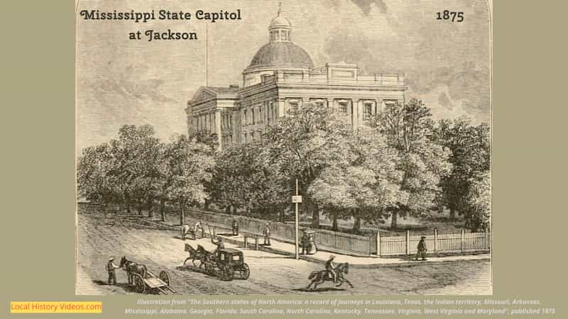 Old picture of Mississippi State Capitol at Jackson 1875