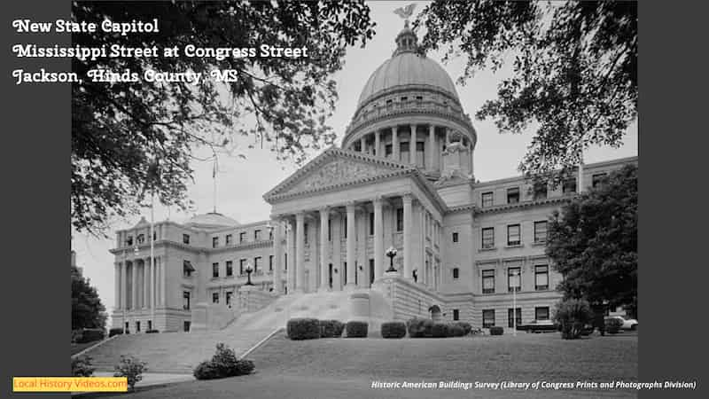 Old photo of New State Capitol, Mississippi Street at Congress Street, Jackson, Hinds County, MS