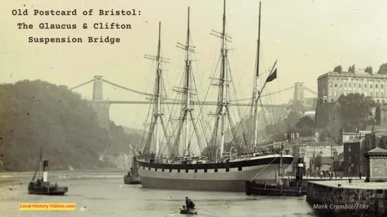 Old Postcard Clifton Suspension Bridge with sailing ship Glaucus
