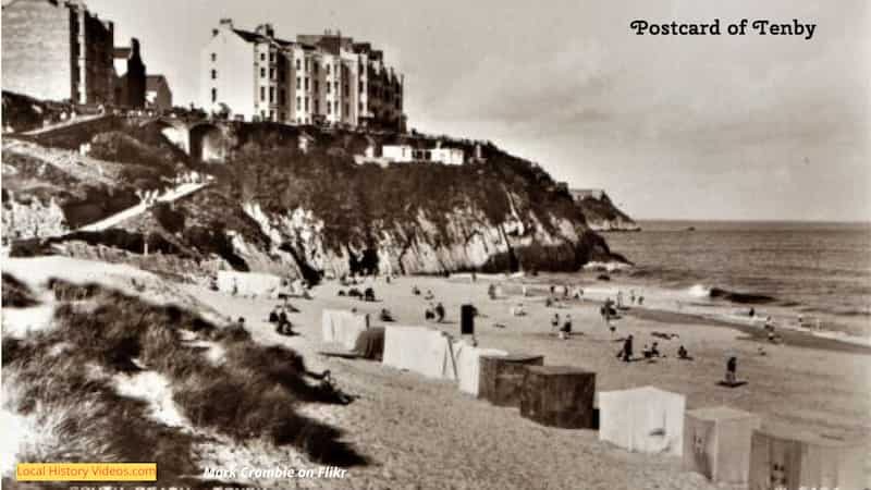 old photo of the beach at Tenby