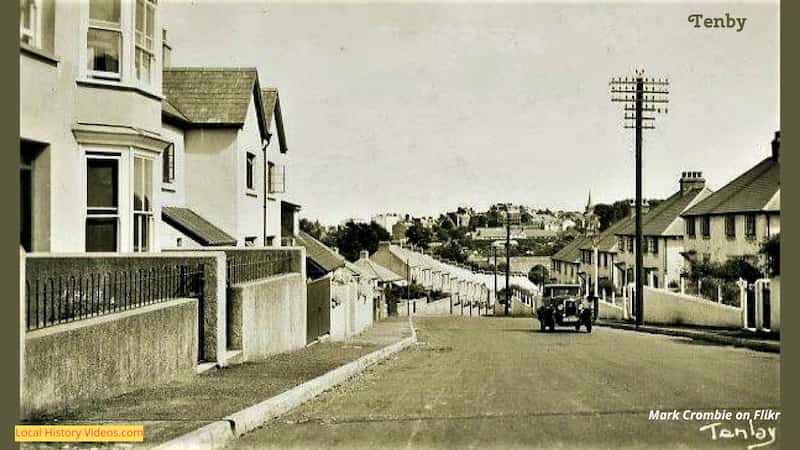 old photo of a street in Tenby