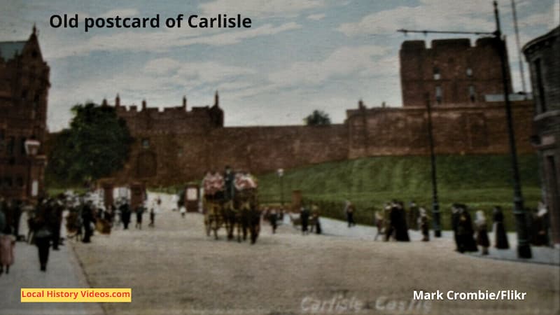 Old blurry postcard of Carlisle Castle Cumbria England