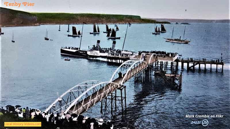 old photo of the steamer and pier at Tenby