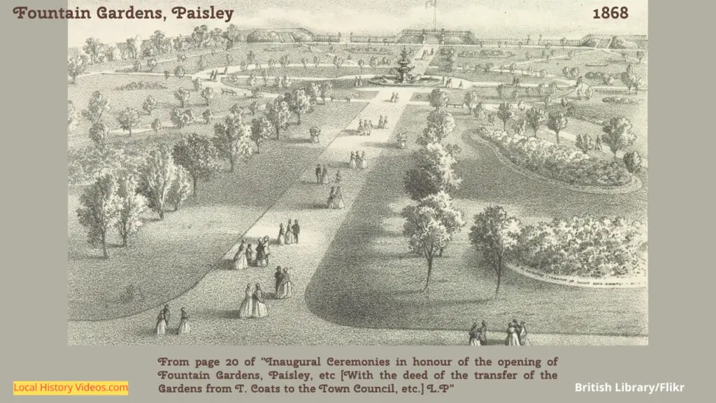 Old picture of Fountain Gardens, Paisley 1868