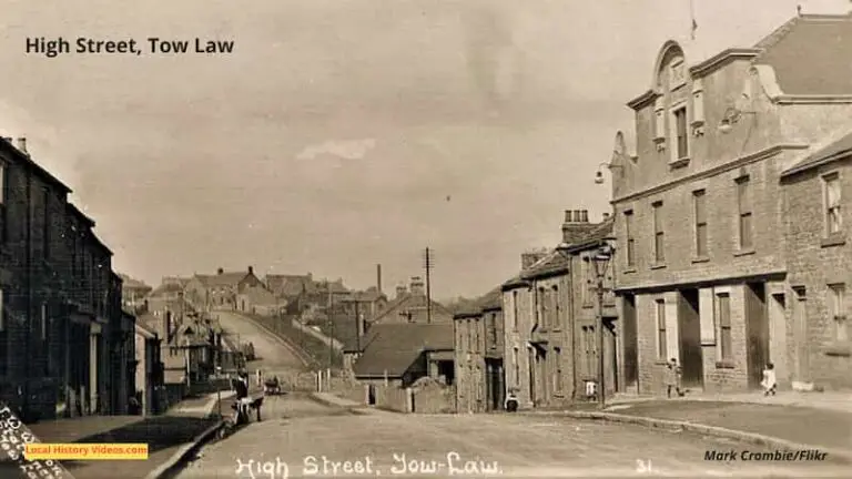 Old postcard of High Street Tow Law