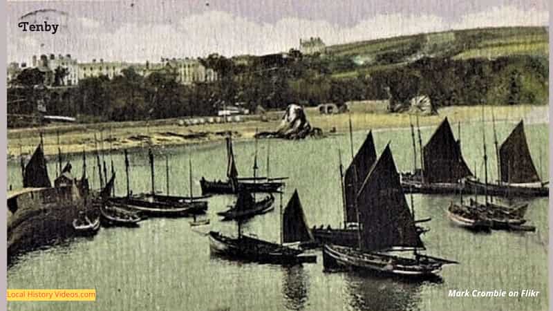 old photo of fishing boats at Tenby