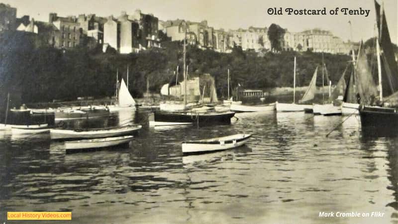 old postcard of Tenby Harbour in Wales