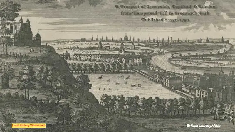 Prospect of Greenwich, Deptford and London 1730-1750