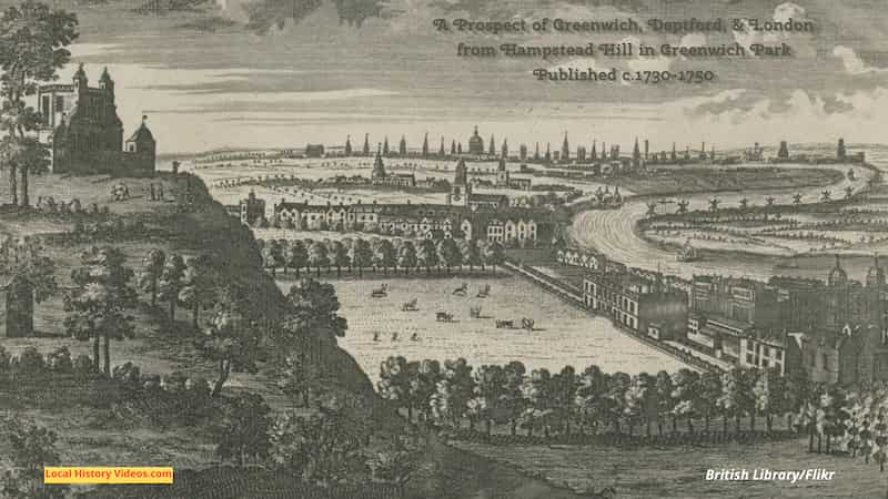 Prospect of Greenwich, Deptford and London 1730-1750