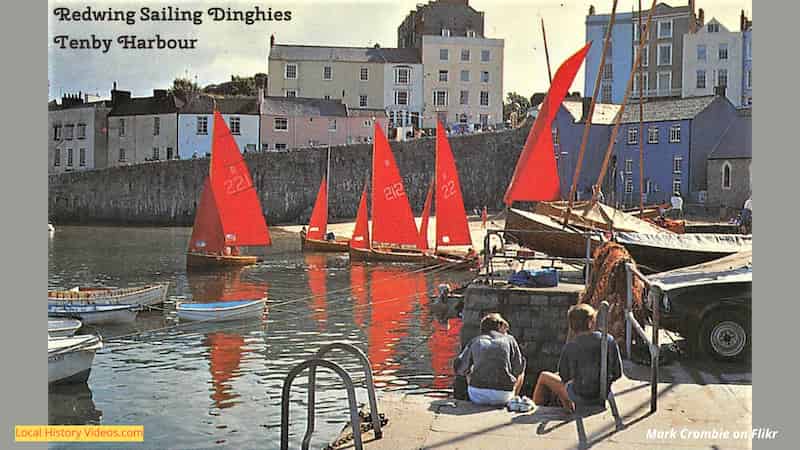 old photo of Tenby Harbour's Red Dinghies