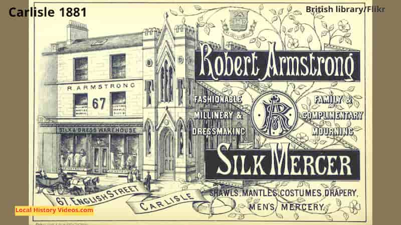 Old advert Robert Armstrong Silk Mercer Carlisle 1881