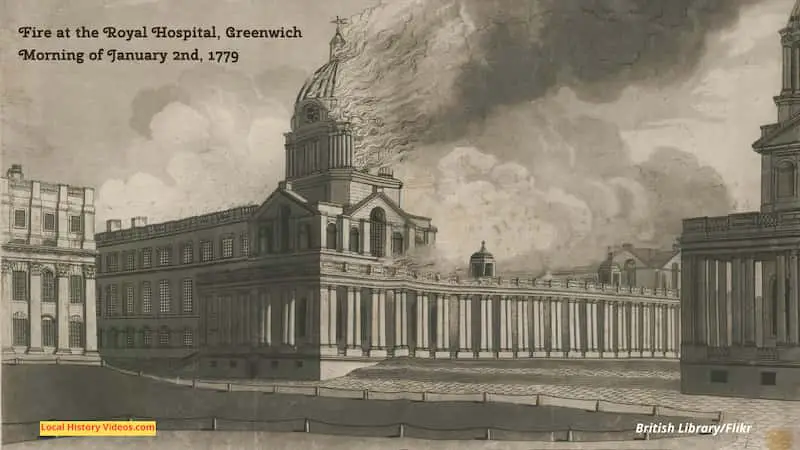 Old image of Royal Hospital Fire Greenwich 1779