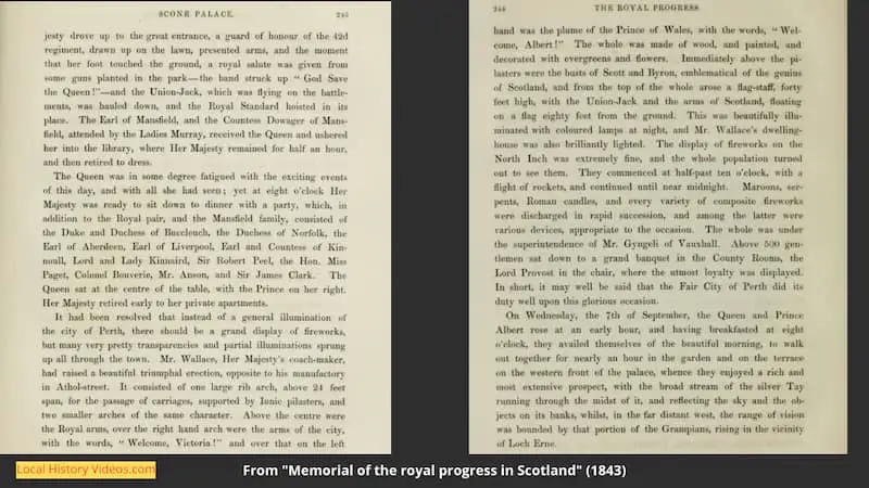 Old book chapter about Queen Victoria's stay at Scone Palace