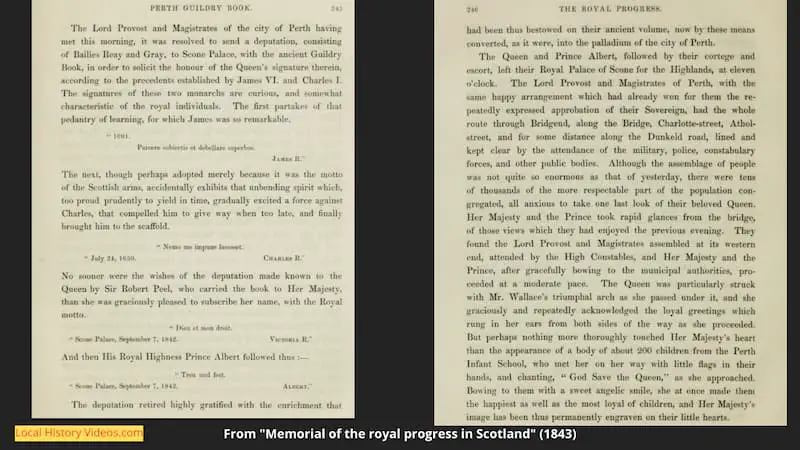 Old book chapter about Queen Victoria's stay at Scone Palace