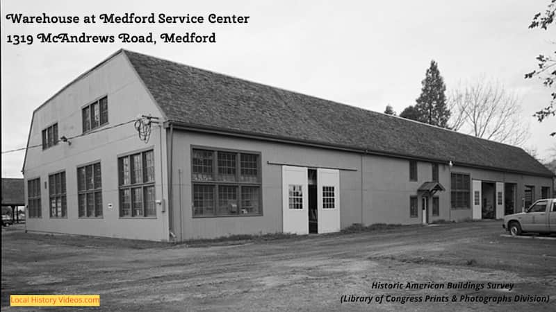 Old photo of a warehouse at the Medford Service Center