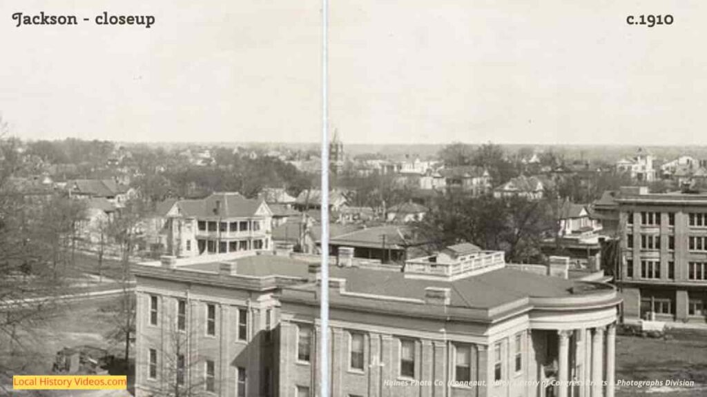 Closeup of old photo of Panorama Jackson Mississippi, taken about 1910