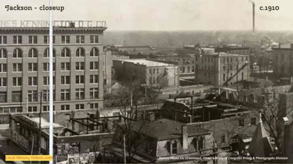 Closeup of old photo of Panorama Jackson Mississippi, taken about 1910