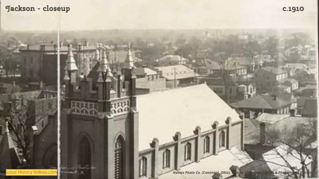 Closeup of old photo of Panorama Jackson Mississippi, taken about 1910