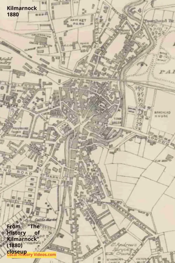 closeup of old Map of Kilmarnock 1880