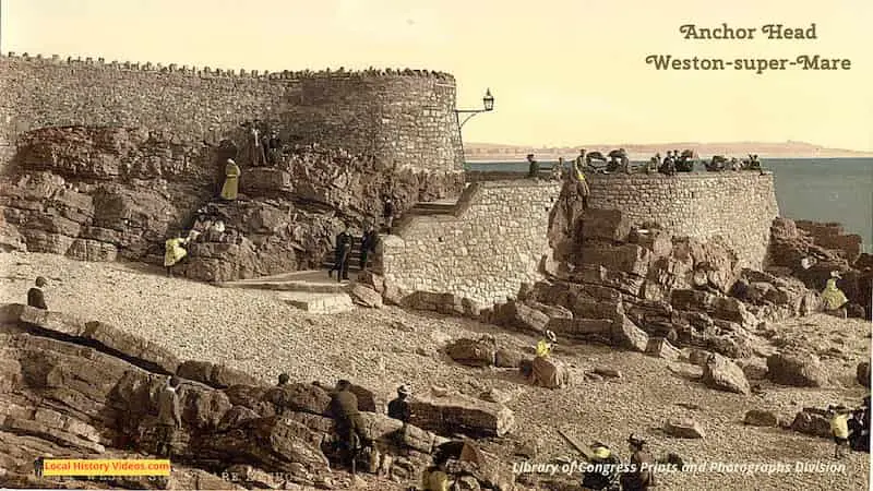 Old photo of people at Anchor Head Weston-super-Mare