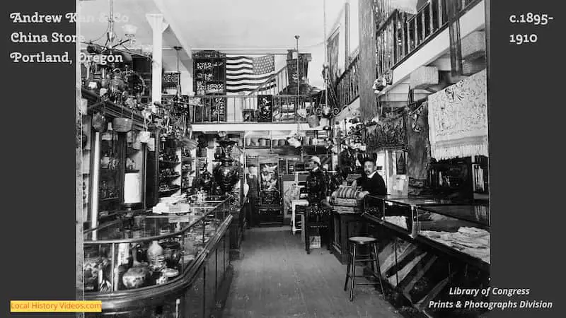old photo of Andrew Kan & Co China Store Portland Oregon c1895-1910