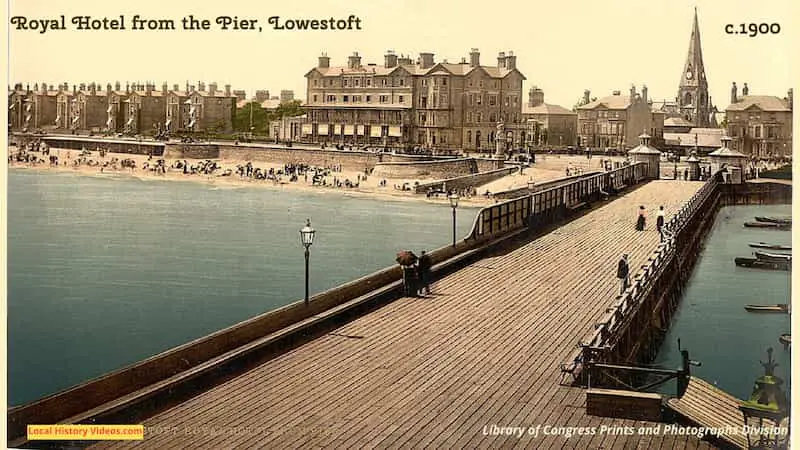 Old photo of the Royal Hotel from the pier Lowestoft Suffolk England