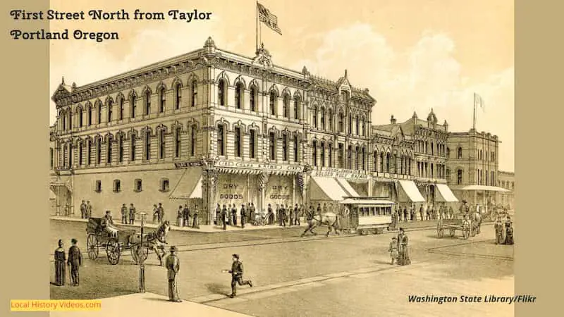 old illustration of First Street North from Taylor
