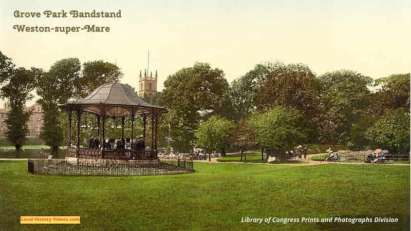 Old photo of Grove Park Bandstand Weston-super-Mare