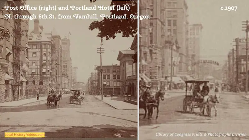 Old photo of Sixth Street Portland Oregon c.1907