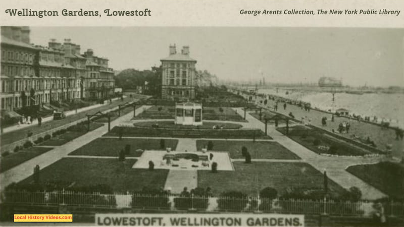 Old cigarette photo card of Wellington Gardens Lowestoft Suffolk England